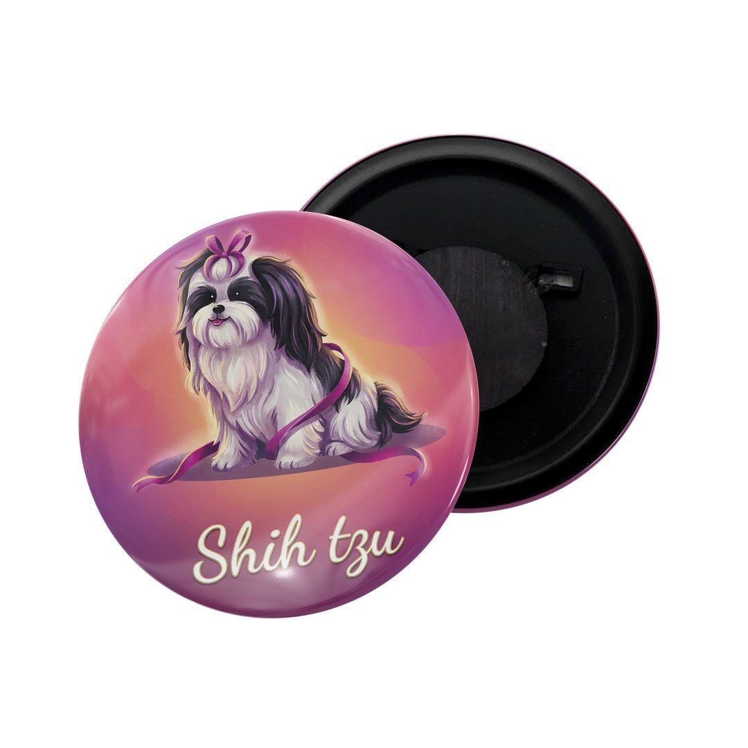 dhcrafts Fridge Magnet Pink Color Shih Tzu Pet Dog Glossy Finish Design Pack of 1